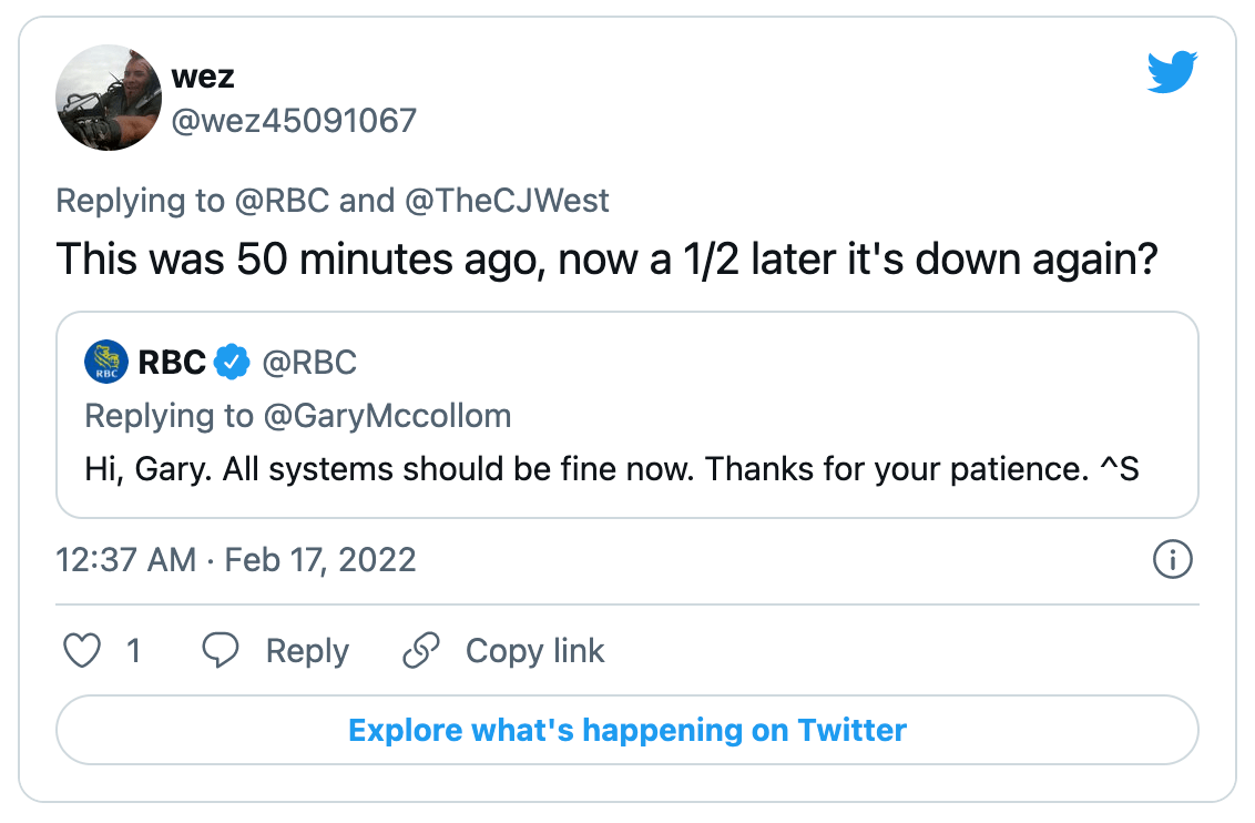 rbc tweet follow up
