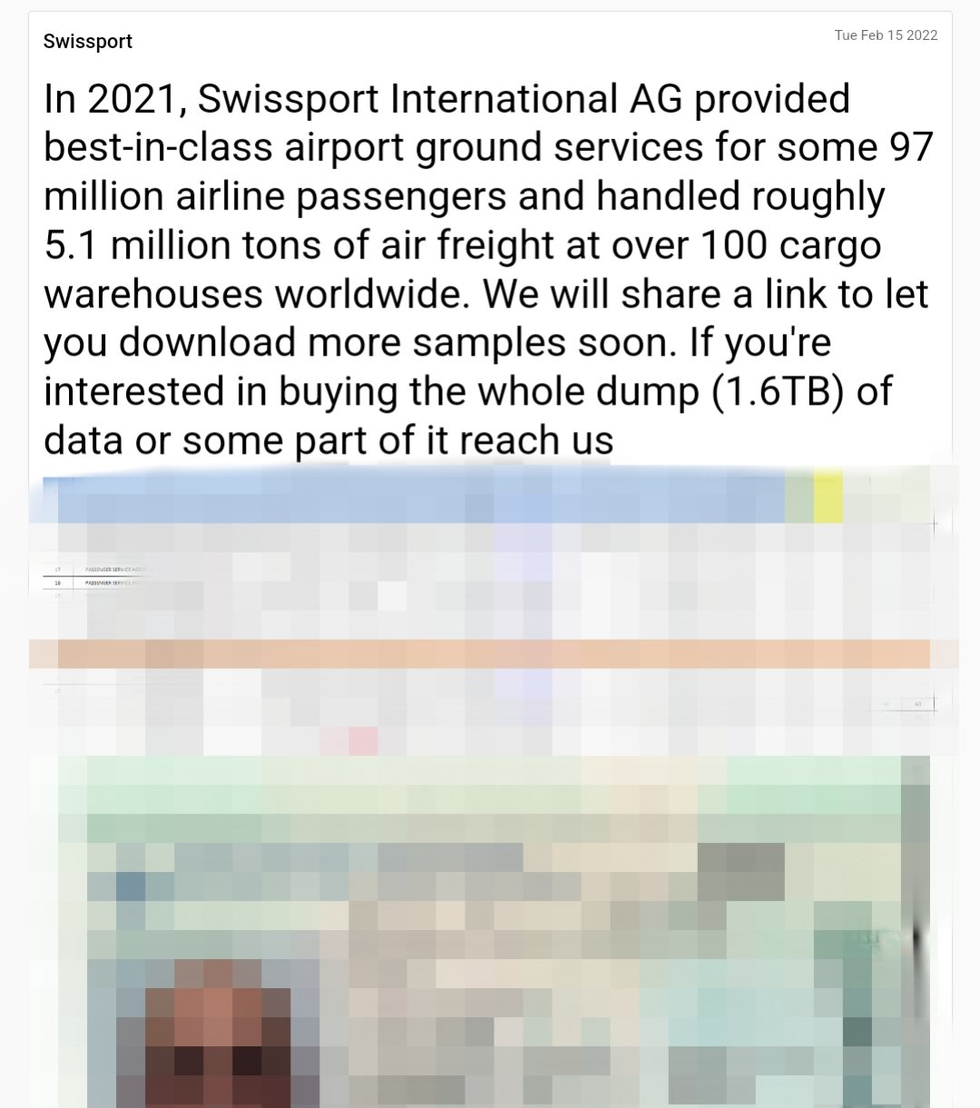 Swissport BlackCat data leak page