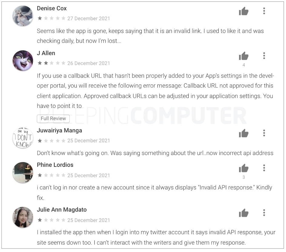 Curious Cat Android App callback URL errors