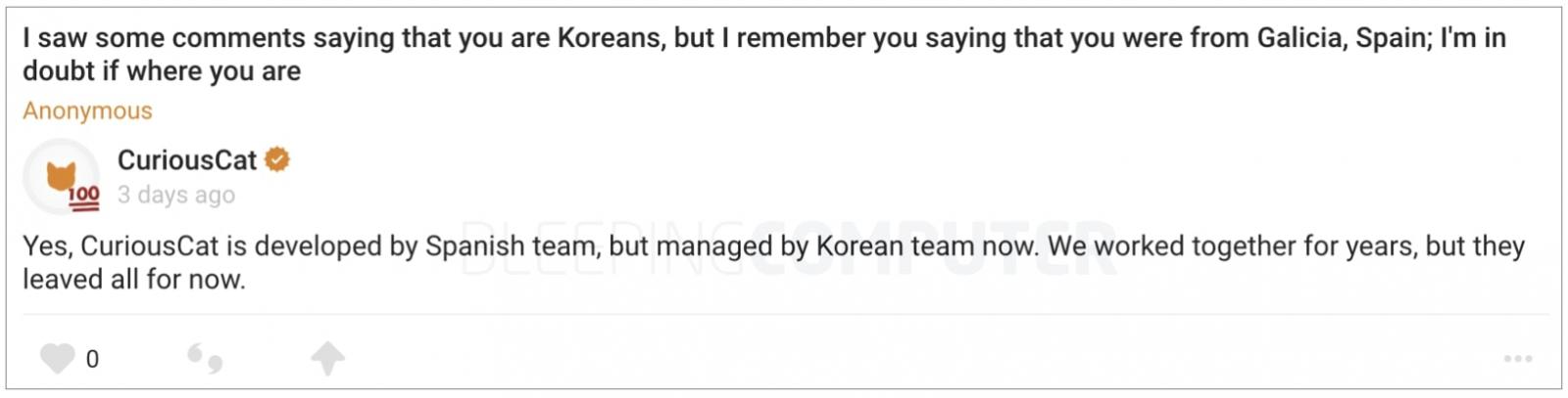 Curious Cat's Korean support staff