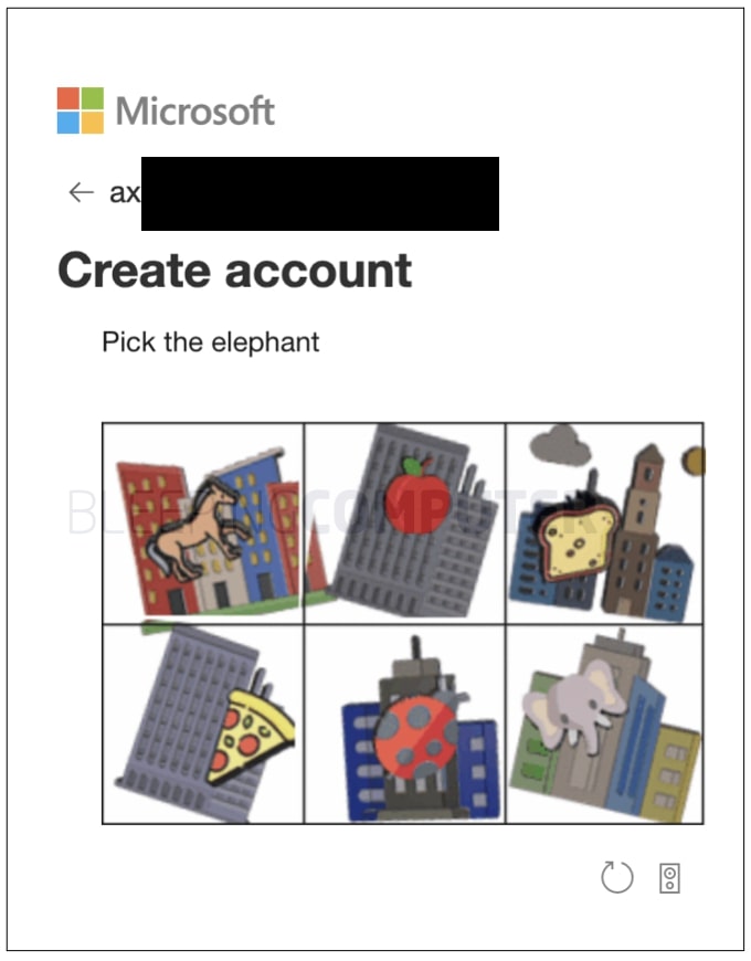Microsoft account captcha