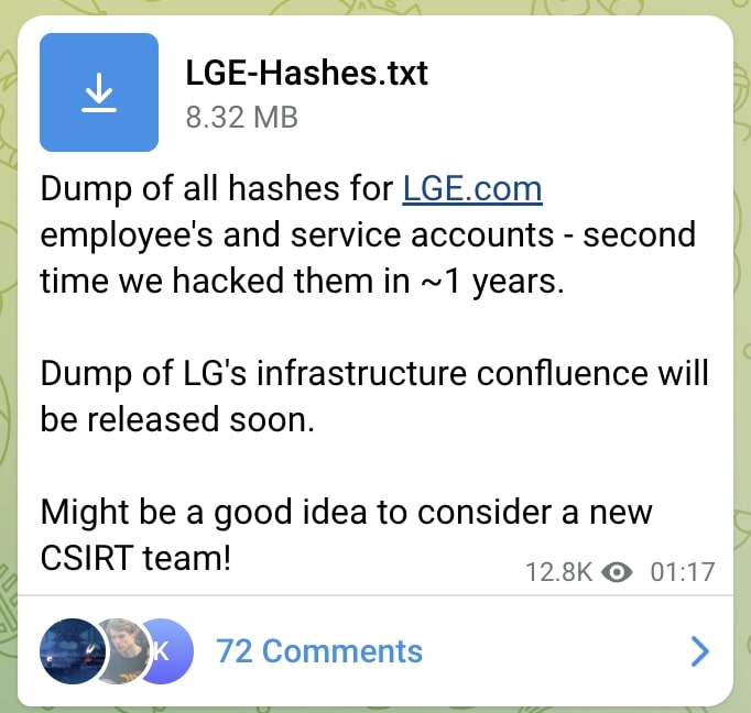 Lapsus claims to have breached LG Electronics