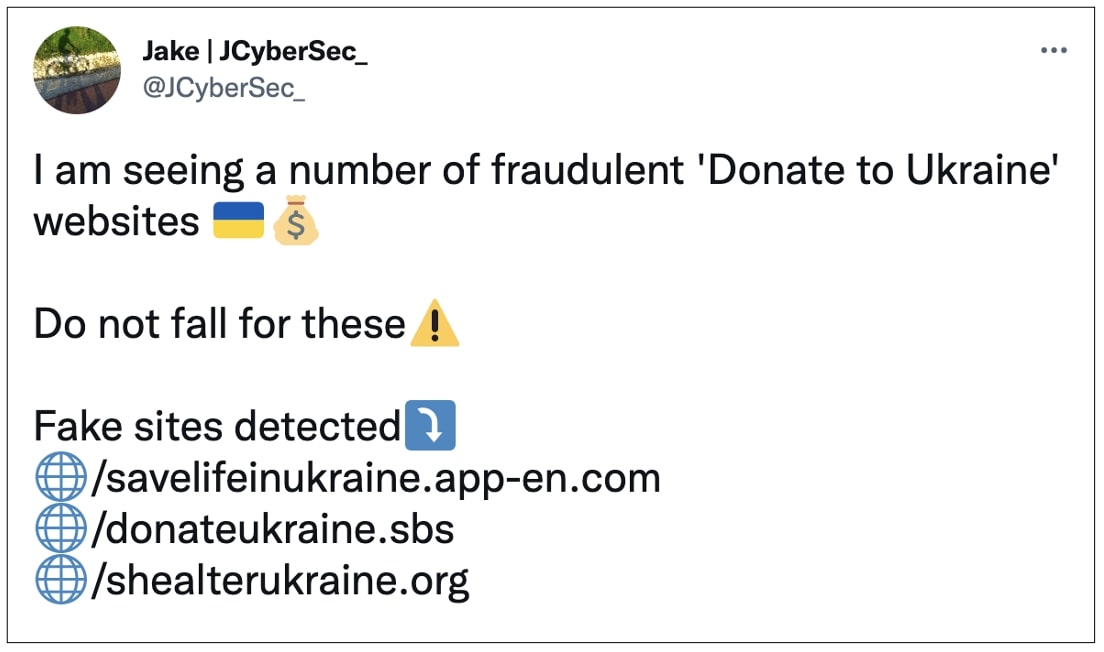 Fraudulent donation websites