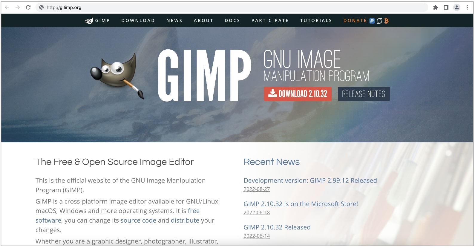 偽の GIMP サイト