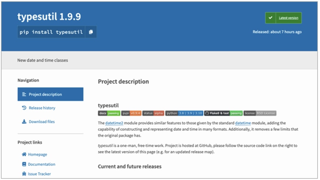 PyPI typesutil パッケージは、W4SP インフォスティーラーをドロップするタイポスクワットの 1 つです。