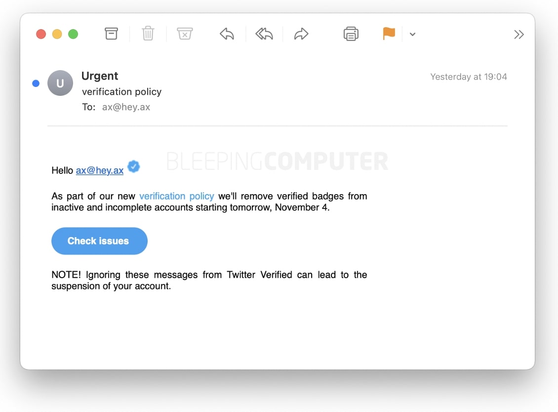 Twitter phishing targeting verified users