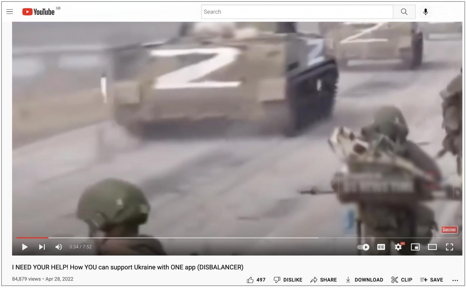 YouTube video promoting DDoS against Russia