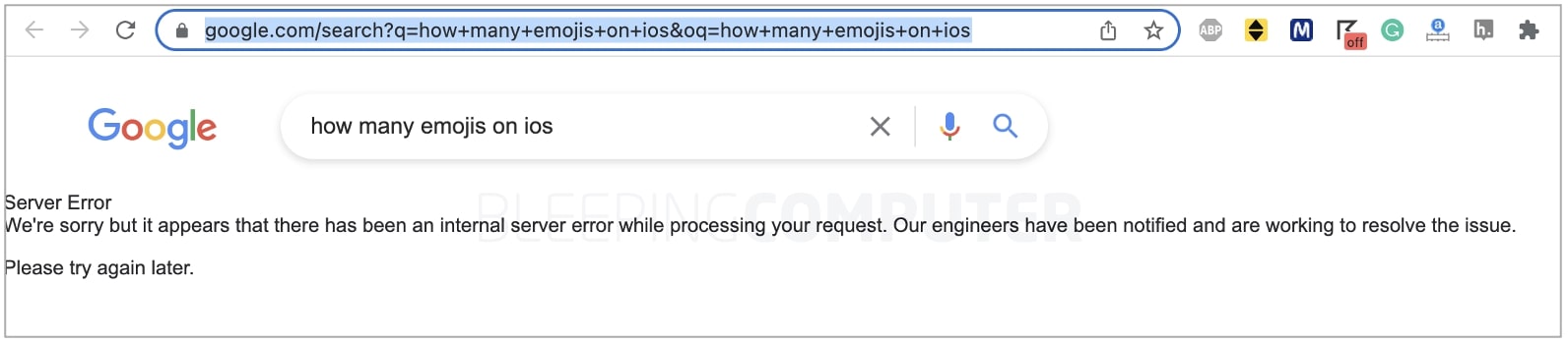 Google 搜索在搜索這些特定字詞時崩潰