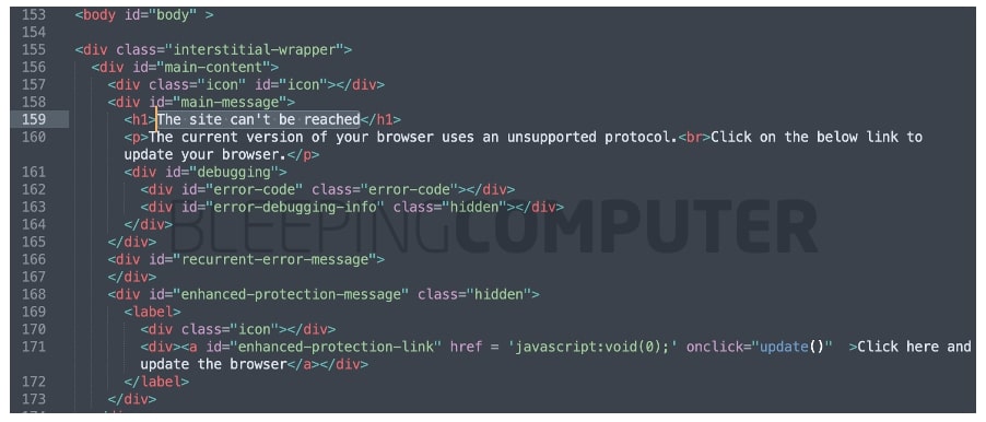 IRS-authorized eFile.com tax return software caught serving JS malware 6 HTML code generating the fake SSL error message