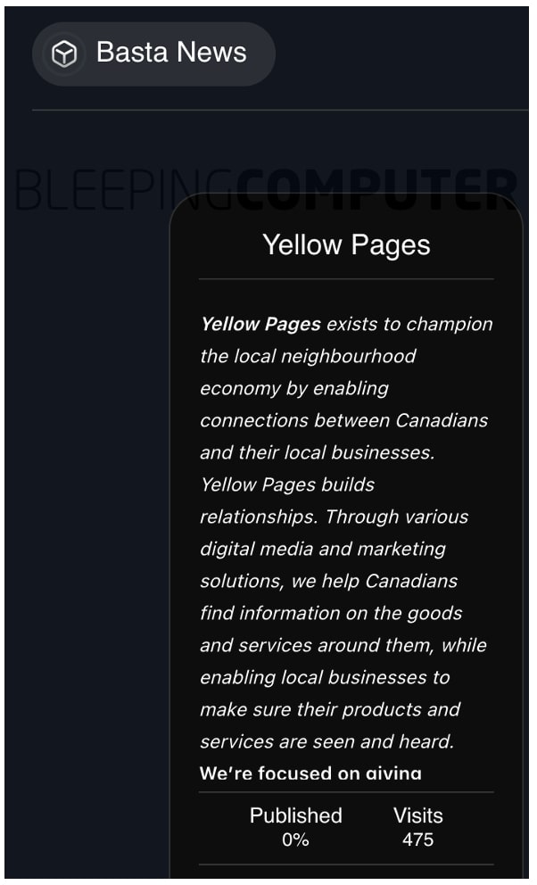 Black Basta Messages Yellow Pages Canada