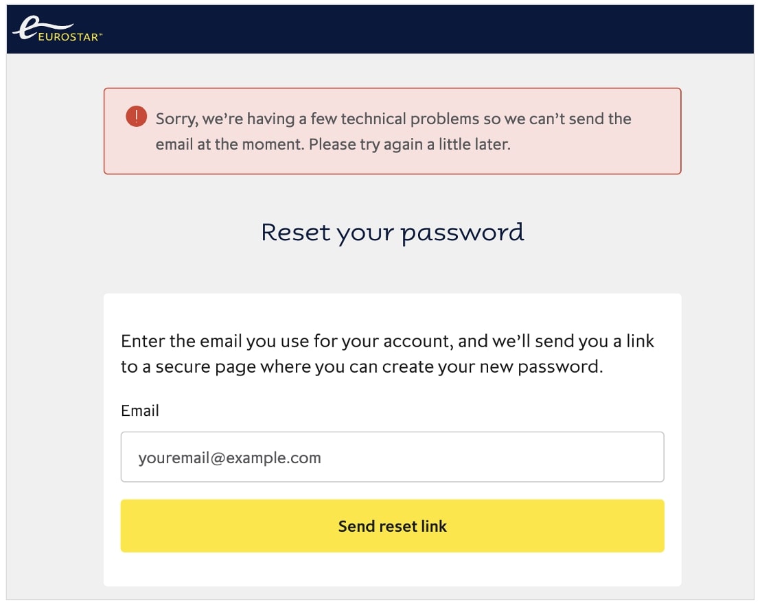 Password reset fails