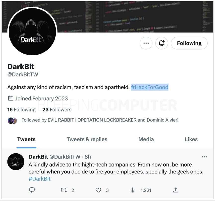 DarkBit Twitter