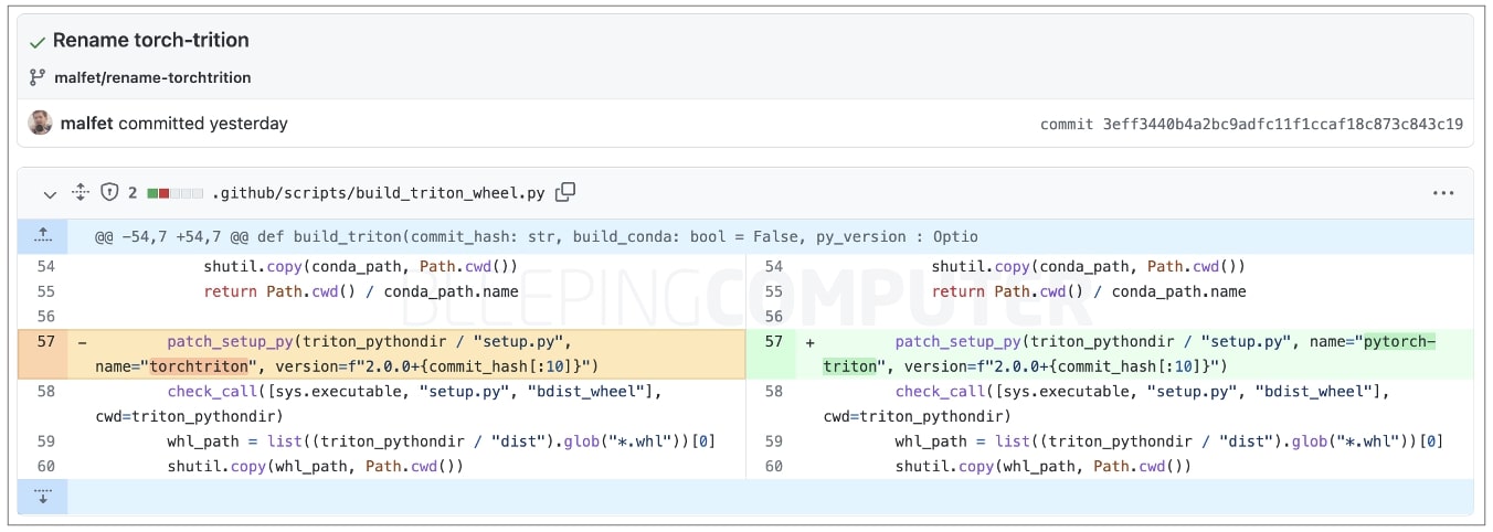 PyTorch renames dependency to prevent further attacks