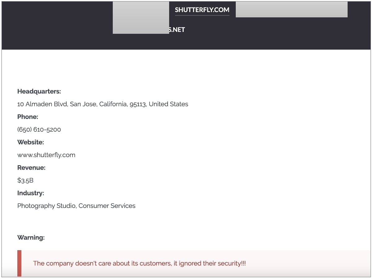 Clop lists Shutterfly on its data leak site