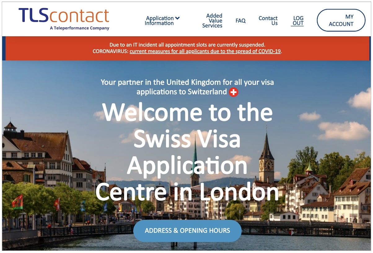 TLSContact、スイスビザの予約をキャンセル