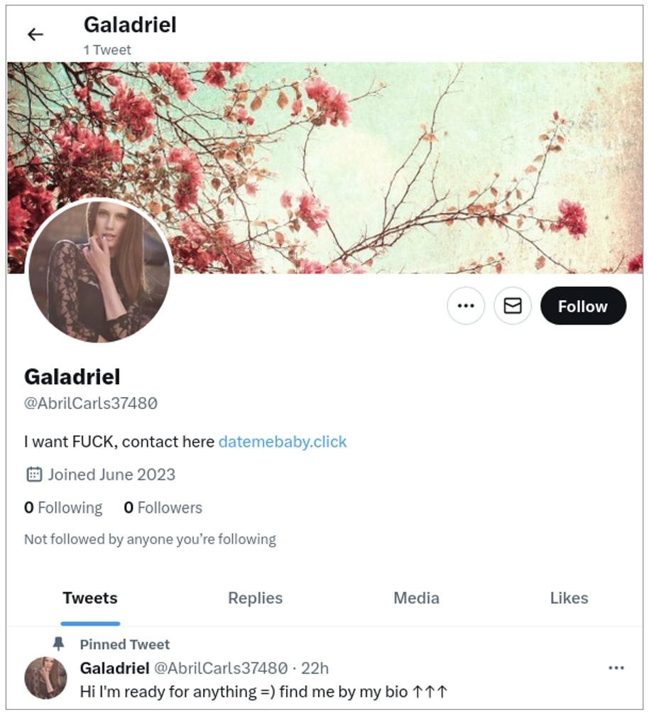 Twitter spambot example