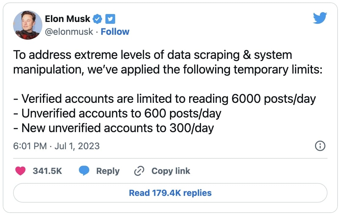 Musk imposes rate cap as temporary measure