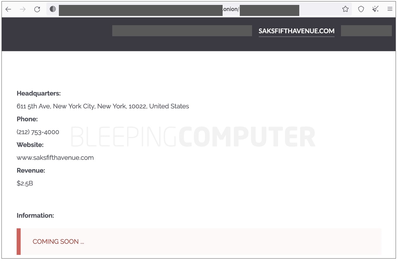 Cl0p ransomware claims to have attacked Saks Fifth Avenue