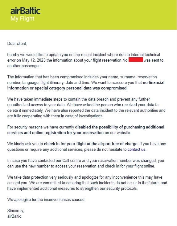 airBaltic subsequent email follow up