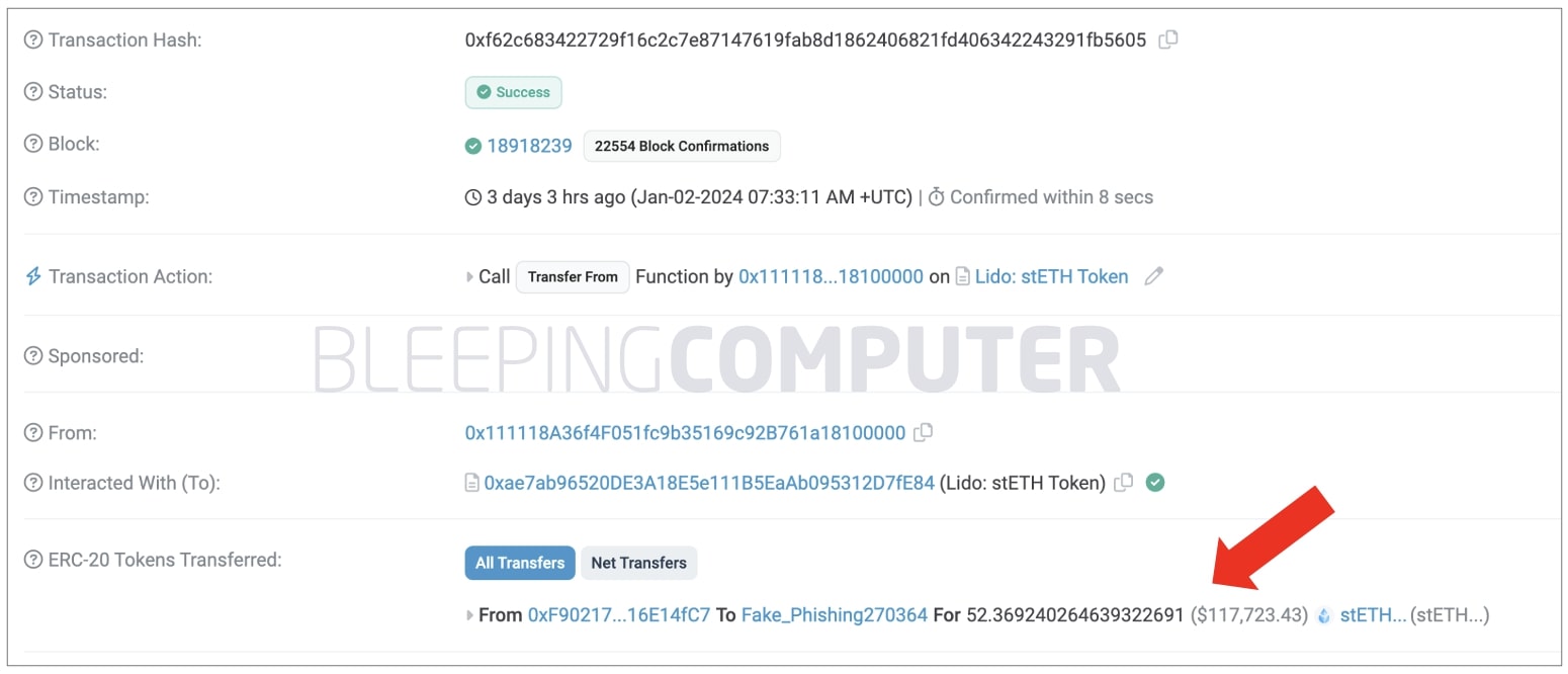 The transaction that cost the co-founder tens of thousands of dollars in lost cryptocurrency