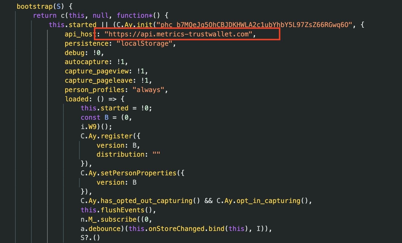 Code seen in compromised extension version