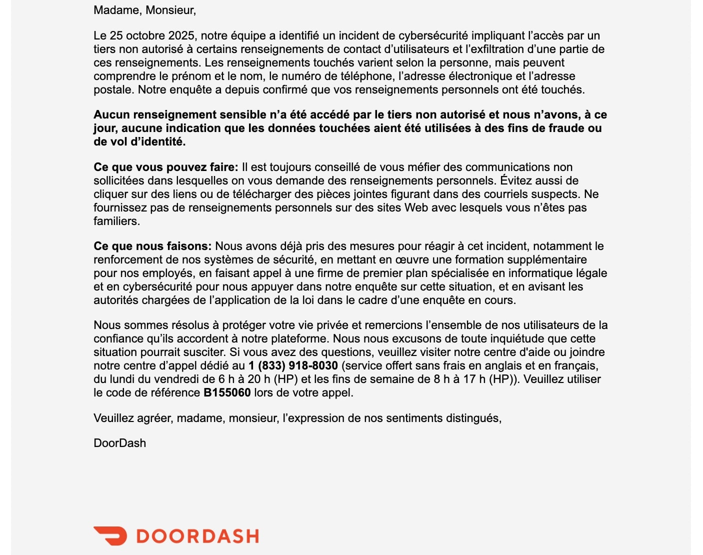 Güvenlik olayı açıklamasının Fransızca tercümesi