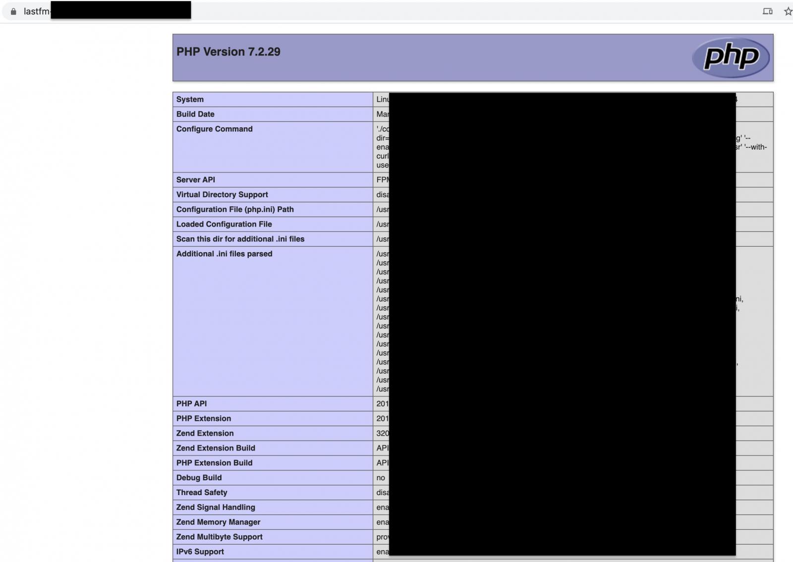 phpinfo last.fm symfony php