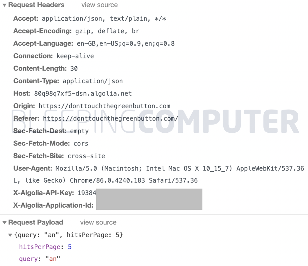 algolia api trump key leak