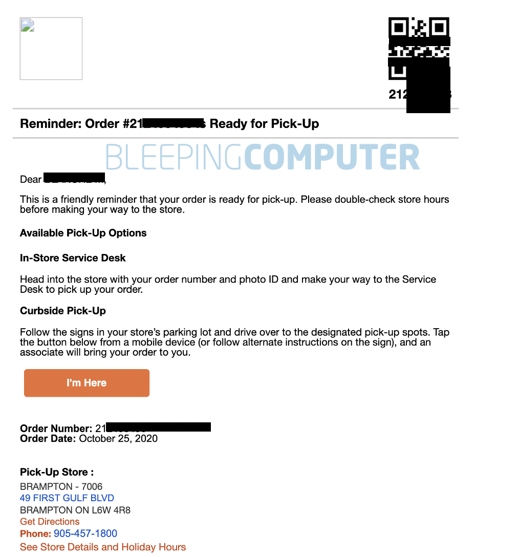 home depot email leaks customer number and order number