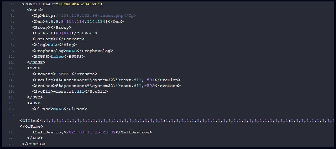 Main backdoor configuration