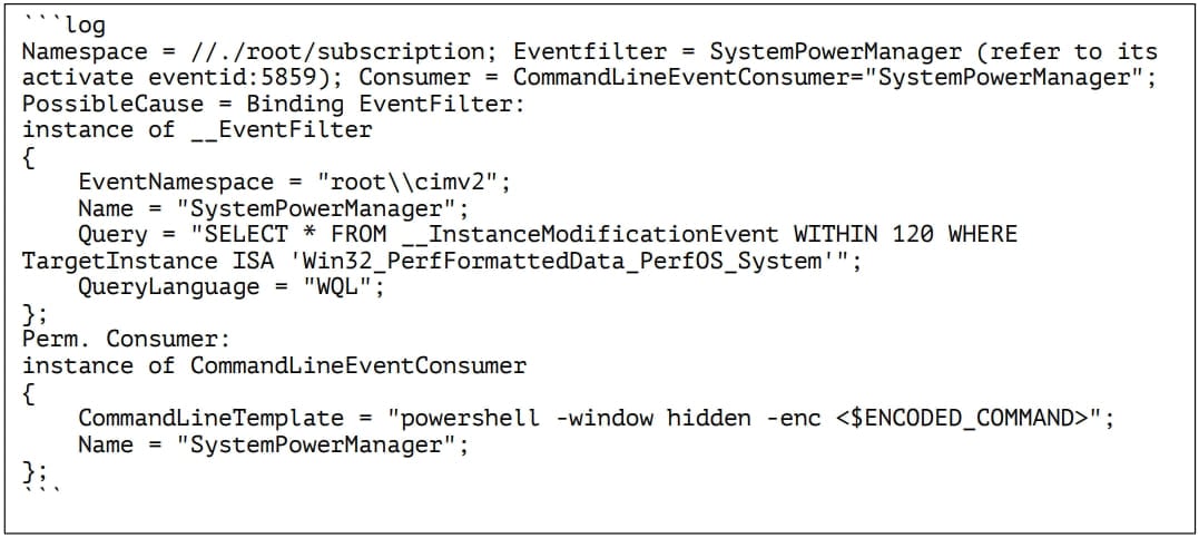 PowerDrop を WMI イベント フィルターとして登録する