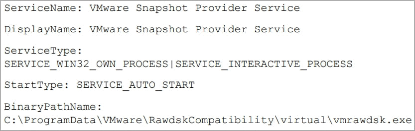 偽 VMware サービスの詳細