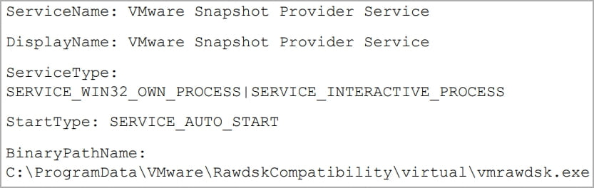 Fake VMware service details