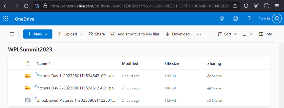 Files hosted on OneDrive