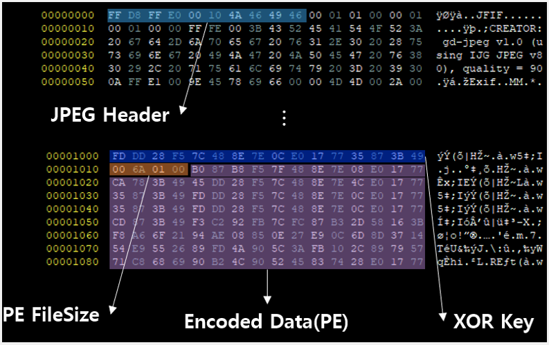 Malicious code hidden in the JPEG file