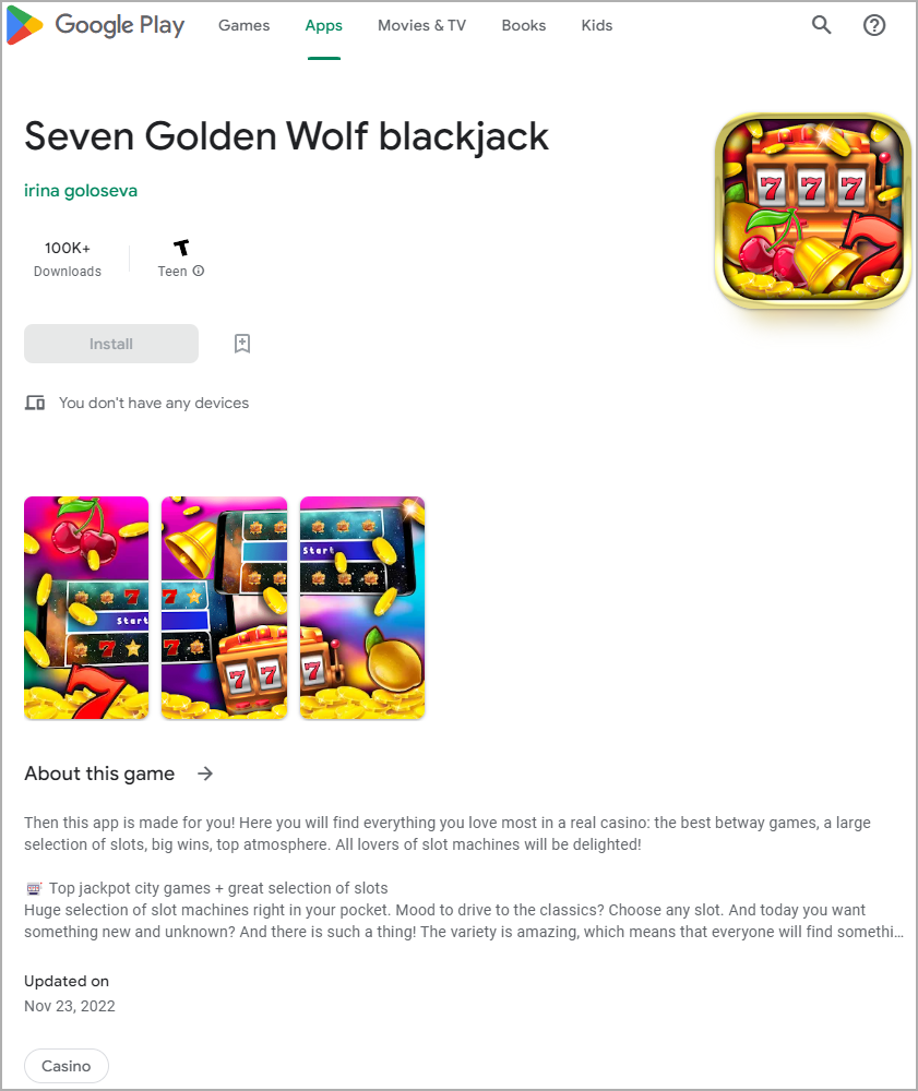 One of the malicious games still on Google Play