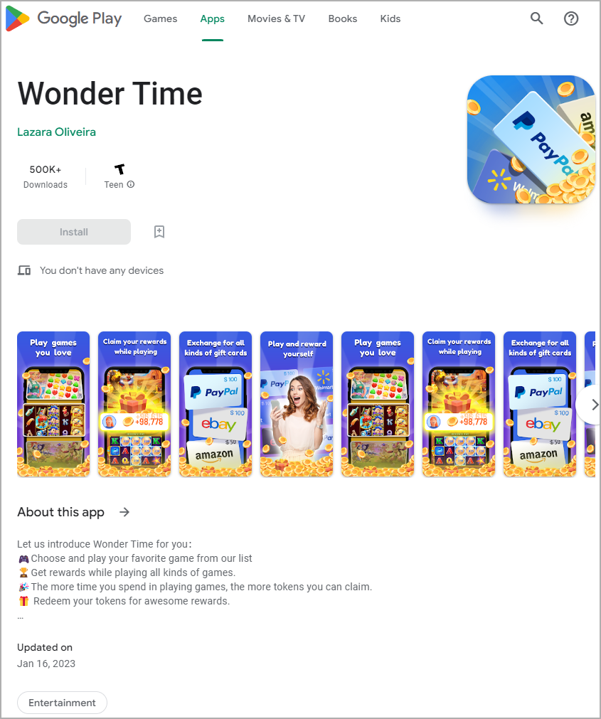 Beryl TV wondertime Shady reward apps on Google Play amass 20 million downloads Google 