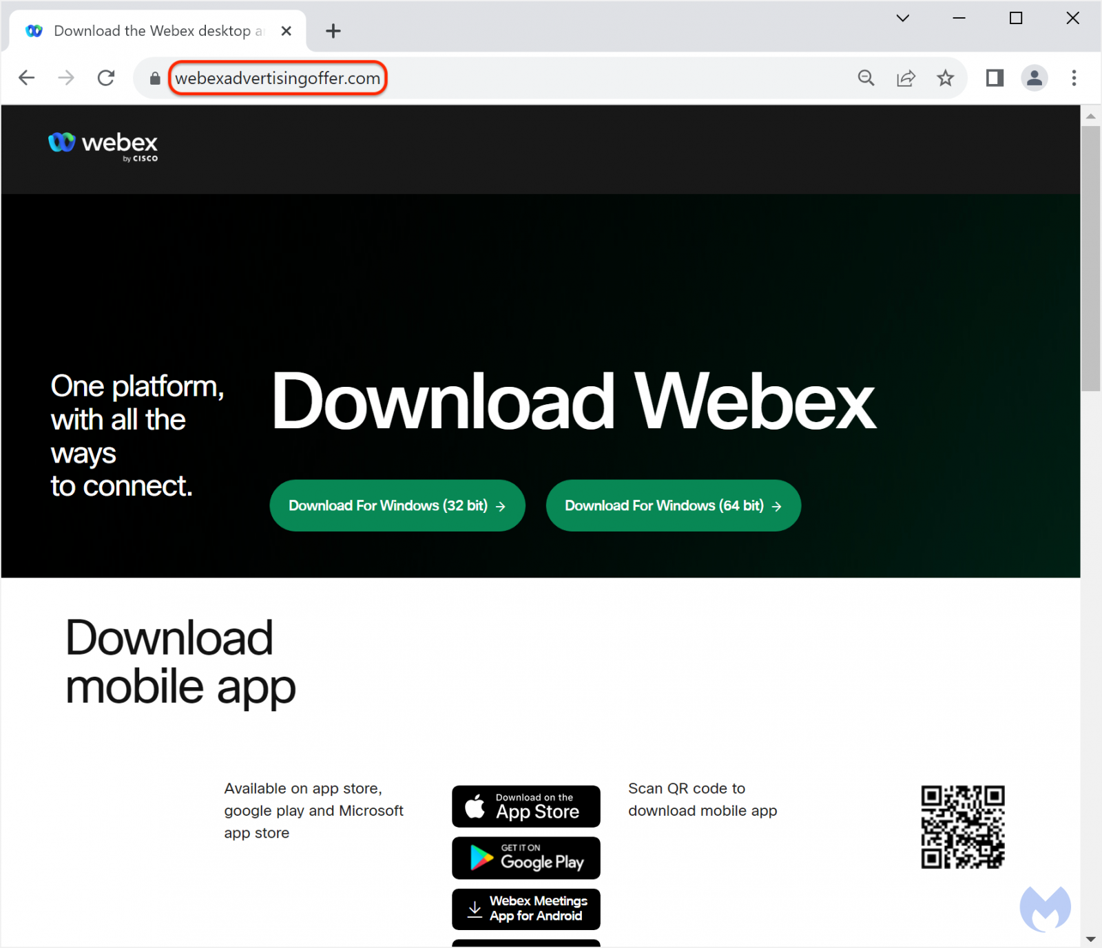 Fake Cisco Webex Google Ads abuse tracking templates to push malware 4 The malicious malware-dropping page