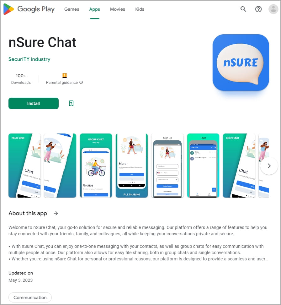 The malicious chat app on Google Play