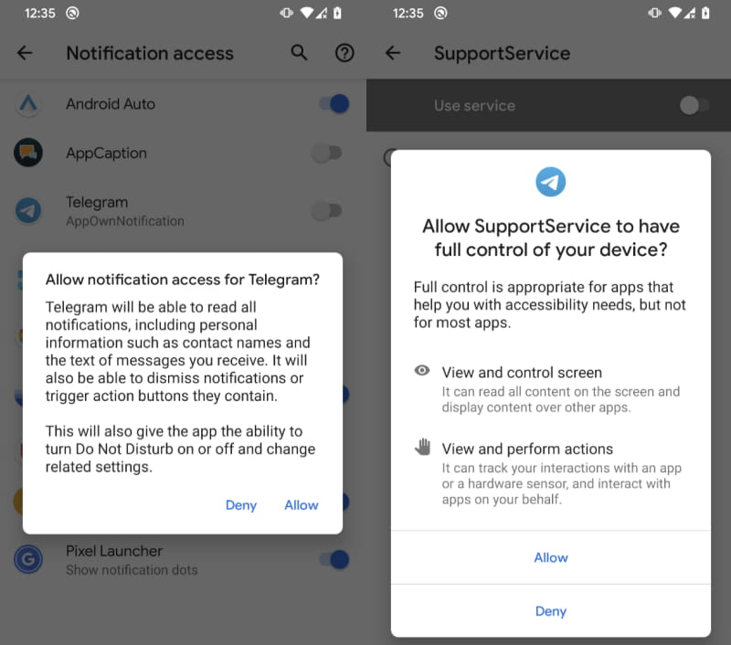 Trojan app requesting dangerous permissions