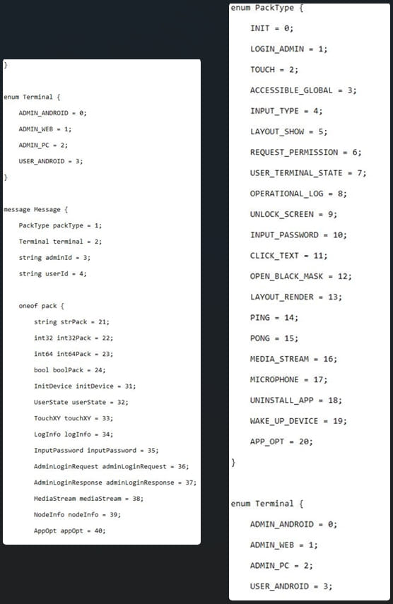 New Android MMRat malware uses Protobuf protocol to steal your data 4 Protobuf schemas