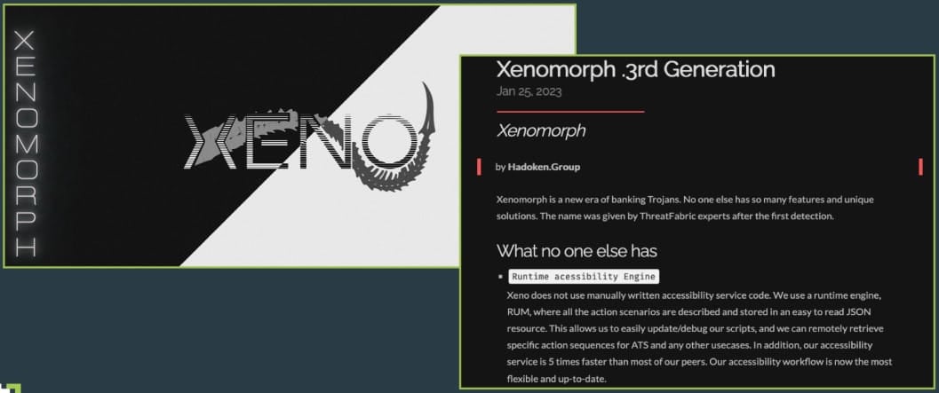 Situs web yang mempromosikan Xenomorph v3