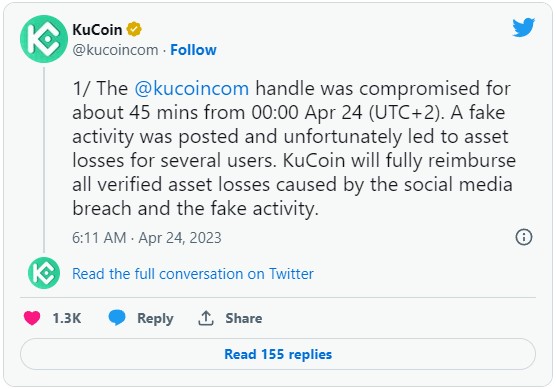 Tweet by KuCoin