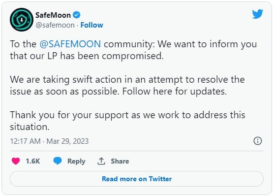 Tweet by SafeMoon