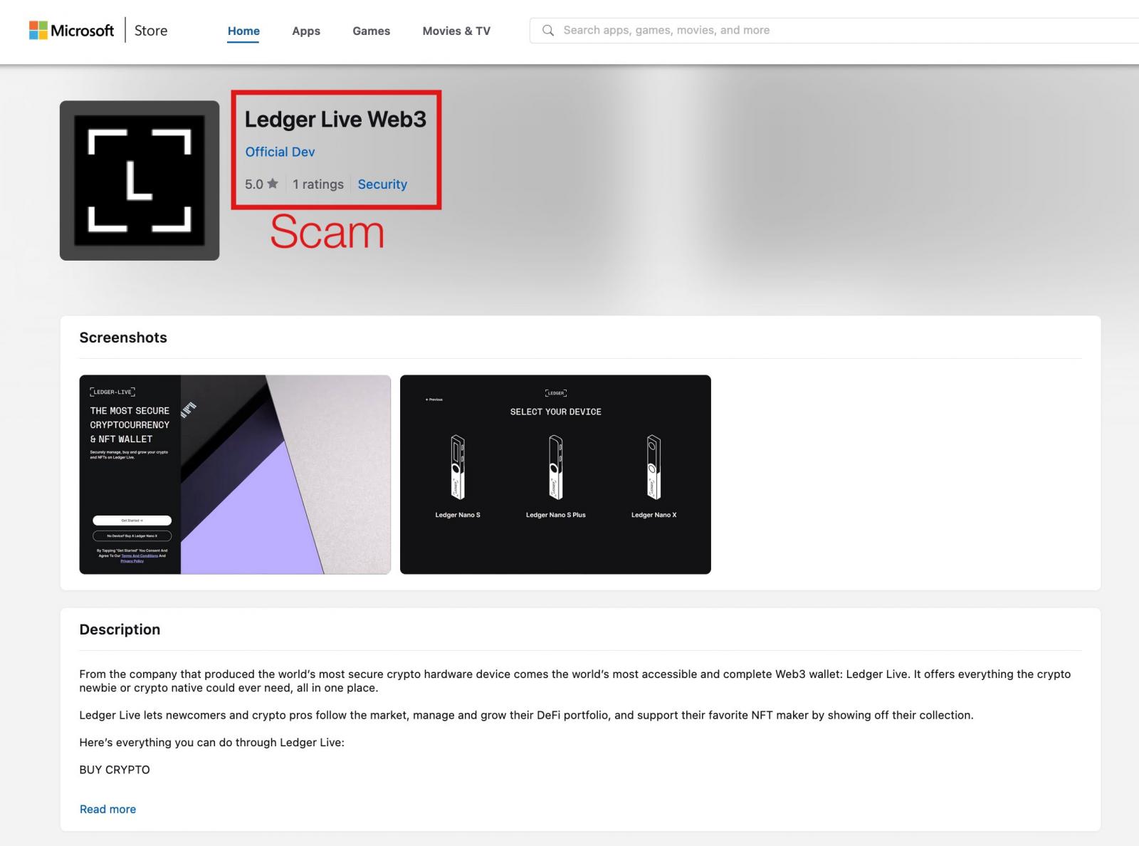 Microsoft App Store'da Sahte Defter uygulaması